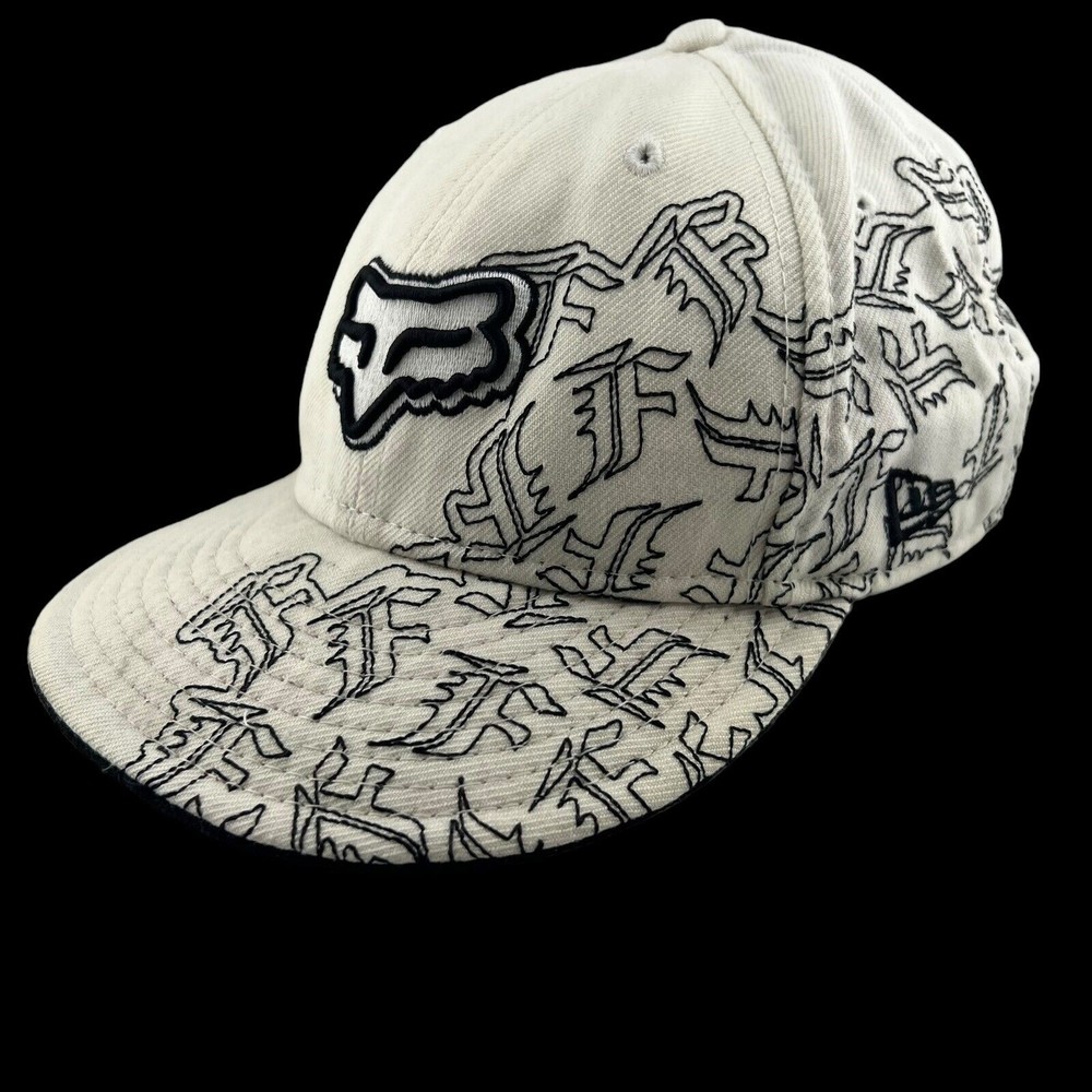 Ball Cap from New Era 59 Fifty FOX, White w/ Black, Size 7.5
